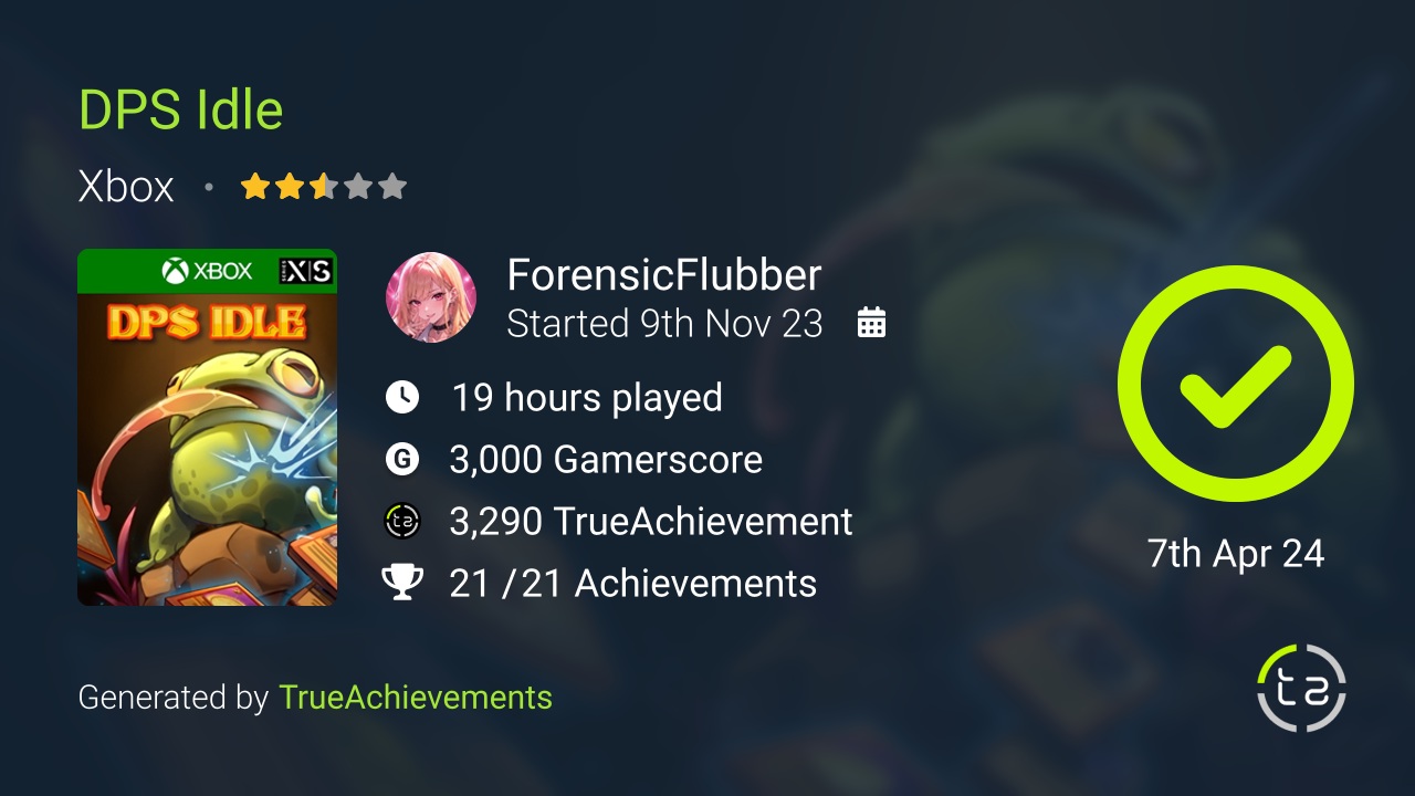 DPS Idle achievement summary